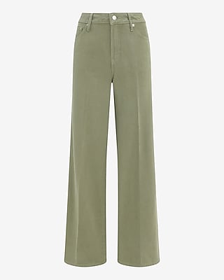 High Waisted Olive Green Wide Leg Jeans