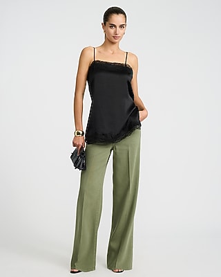 High Waisted Olive Green Wide Leg Jeans