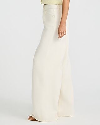 High Waisted Ivory Relaxed Wide Leg Jeans