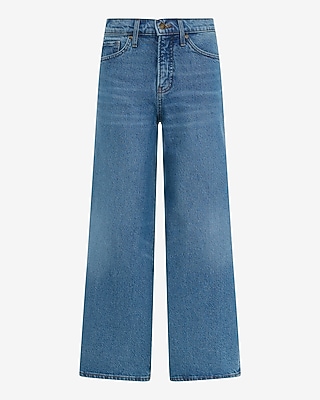 High Waisted Medium Wash Wide Leg Ankle Jeans