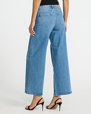 High Waisted Medium Wash Wide Leg Ankle Jeans