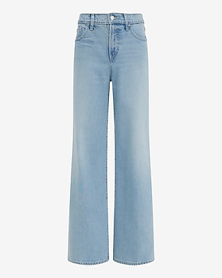 High Waisted Light Wash Wide Leg Jeans