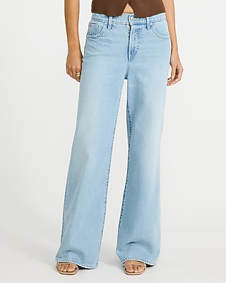 High Waisted Light Wash Wide Leg Jeans