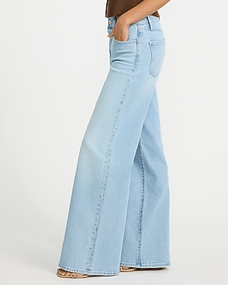 High Waisted Light Wash Wide Leg Jeans