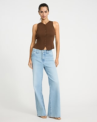High Waisted Light Wash Wide Leg Jeans