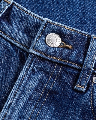 High Waisted Raw Hem Relaxed Wide Leg Stretch Jeans