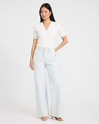 High Waisted Light Wash Wide Leg Jeans