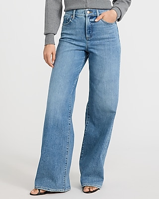 High Waisted Light Wash Wide Leg Jeans