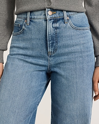 High Waisted Light Wash Wide Leg Jeans