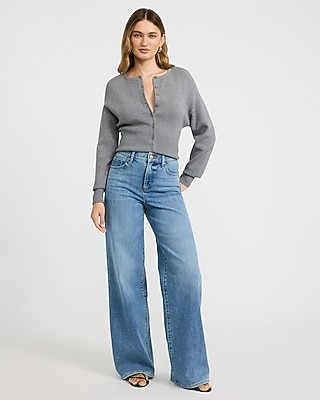 High Waisted Light Wash Wide Leg Jeans