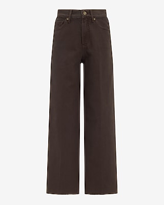High Waisted Wide Leg Ankle Dark Wash Jeans