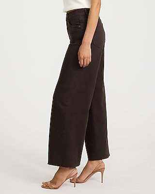 High Waisted Wide Leg Ankle Dark Wash Jeans