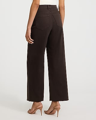 High Waisted Wide Leg Ankle Dark Wash Jeans