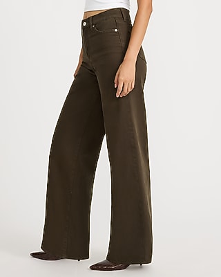 High Waisted Tall Hem Wide Leg Medium Wash Jeans Hyper Stretch