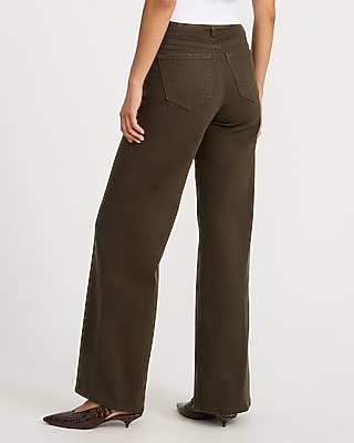 High Waisted Tall Hem Wide Leg Medium Wash Jeans Hyper Stretch