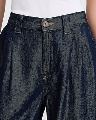 High Waisted Relaxed Wide Leg Dark Wash Trouser Jeans