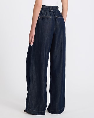 High Waisted Relaxed Wide Leg Dark Wash Trouser Jeans