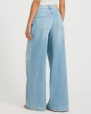 High Waisted Light Wash Relaxed Wide Leg Jeans