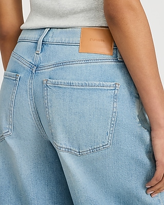 High Waisted Light Wash Relaxed Wide Leg Jeans
