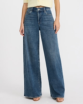 High Waisted Medium Wash Relaxed Wide Leg Jeans