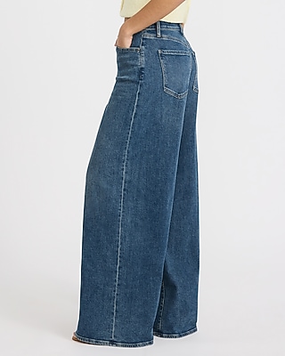 High Waisted Medium Wash Relaxed Wide Leg Jeans