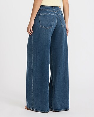High Waisted Medium Wash Relaxed Wide Leg Jeans