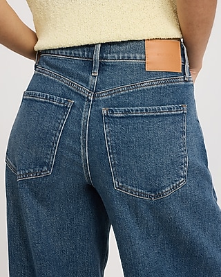High Waisted Medium Wash Relaxed Wide Leg Jeans