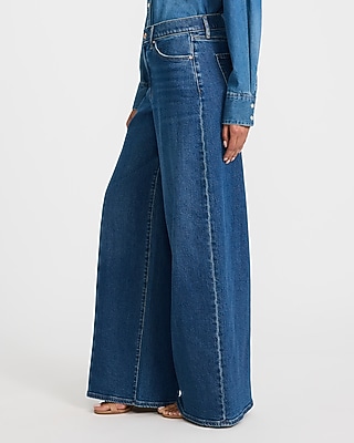 High Waisted Dark Wash Relaxed Wide Leg Jeans