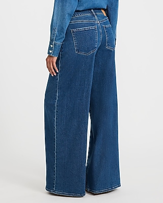 High Waisted Dark Wash Relaxed Wide Leg Jeans