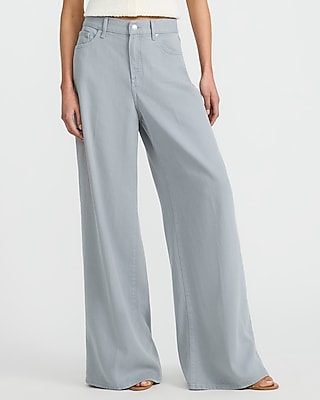 High Waisted Dusty Wash Relaxed Wide Leg Jeans