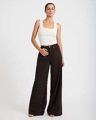 High Waisted Relaxed Wide Leg Dark Wash Jeans