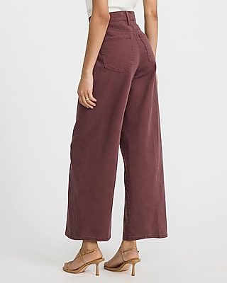 High Waisted Wide Leg Ankle Jeans