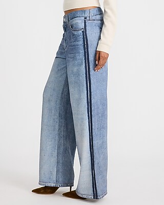 High Waisted Pull On Wide Leg Light Wash Knit Jeans - thumbnail 7