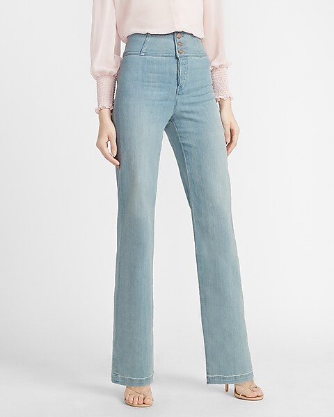 Super High Waisted Button Fly Wide Leg Jeans