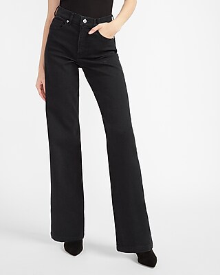 womens black wide leg jeans