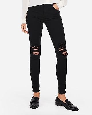 super skinny high waisted black ripped jeans