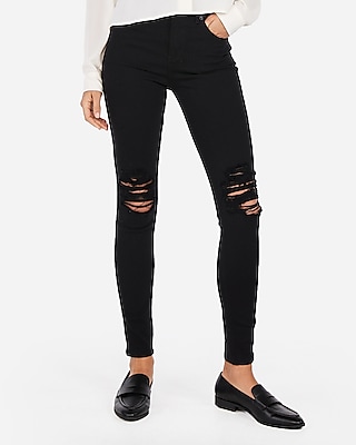 ripped high waisted black skinny jeans