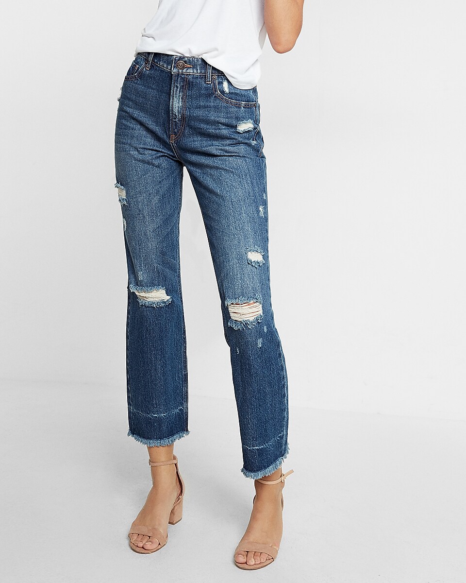 High Waisted Straight Ankle Jeans | Express