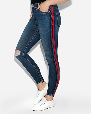 black jeans with white stripe down the side