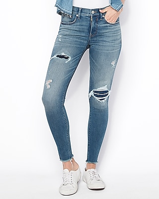 Mid Rise Denim Perfect Ripped Ankle 