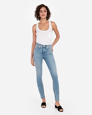 High Waisted Pocket Detail Ankle Skinny Jeans Express