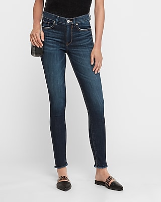 high waisted frayed jeans