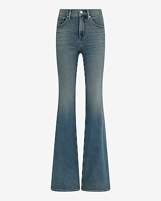 High Waisted '70s Flare Medium Wash Jeans Hyper Stretch