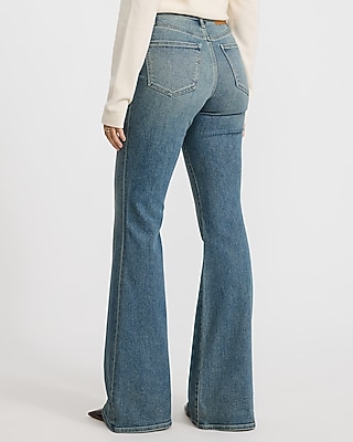 High Waisted '70s Flare Medium Wash Jeans Hyper Stretch