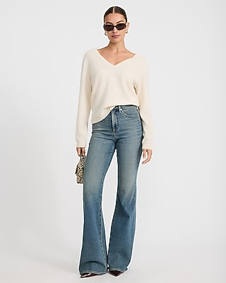 High Waisted '70s Flare Medium Wash Jeans Hyper Stretch