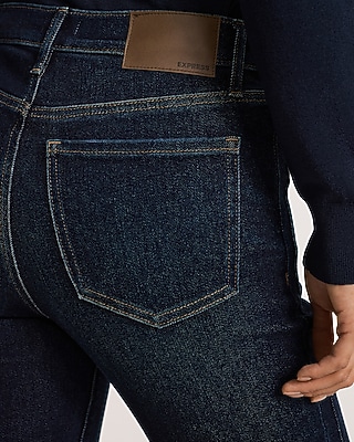 High Waisted '70s Flare Seamed Dark Wash Jeans Hyper Stretch