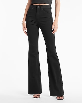 high rise flare black jeans