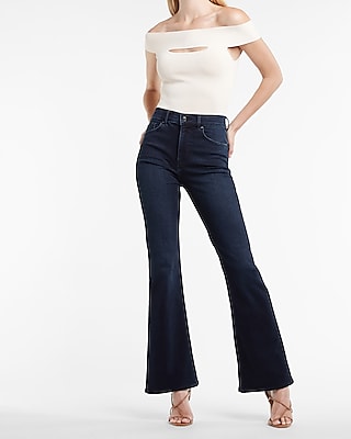 dark wash high waisted flare jeans