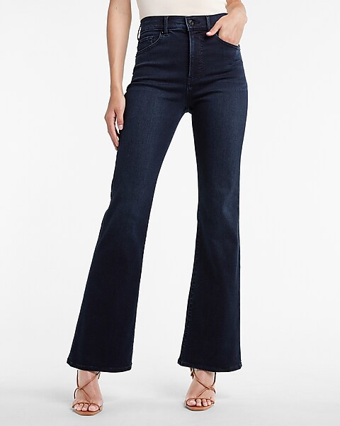 High Waisted Supersoft Dark Wash Flare Jeans