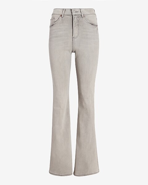 High Waisted Gray Supersoft Flare Jeans